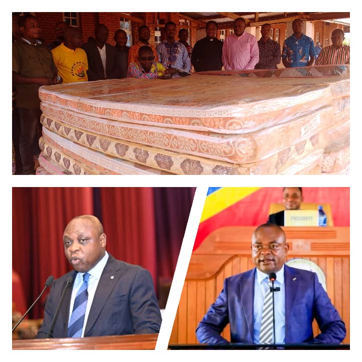 Lomami : Berthos Kabey’Diyal et Albert Masang Kayij dotent des matelas à la paroisse Sainte-Marguerite de Wikong